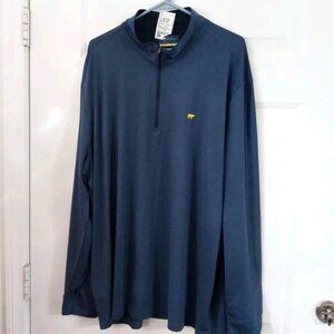 Jack Nicklaus Men's 2XL Navy Stripe 1/4 Zip Pullover Stretch Bear Logo